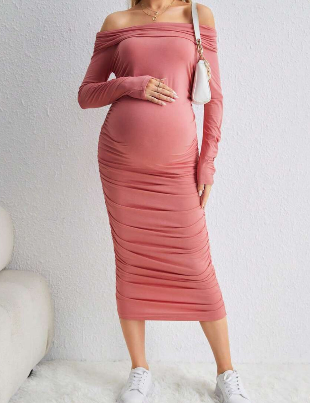 Rochie midi Shein, roz corai