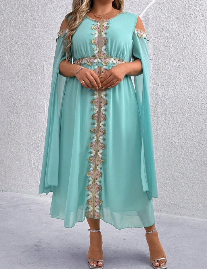 Shein Curve+ türkiz midiruha