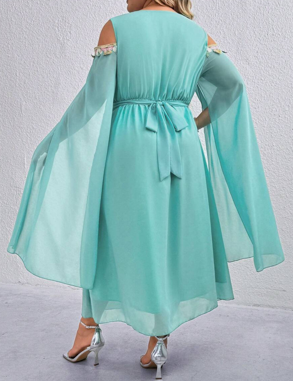 Shein Curve+ türkiz midiruha