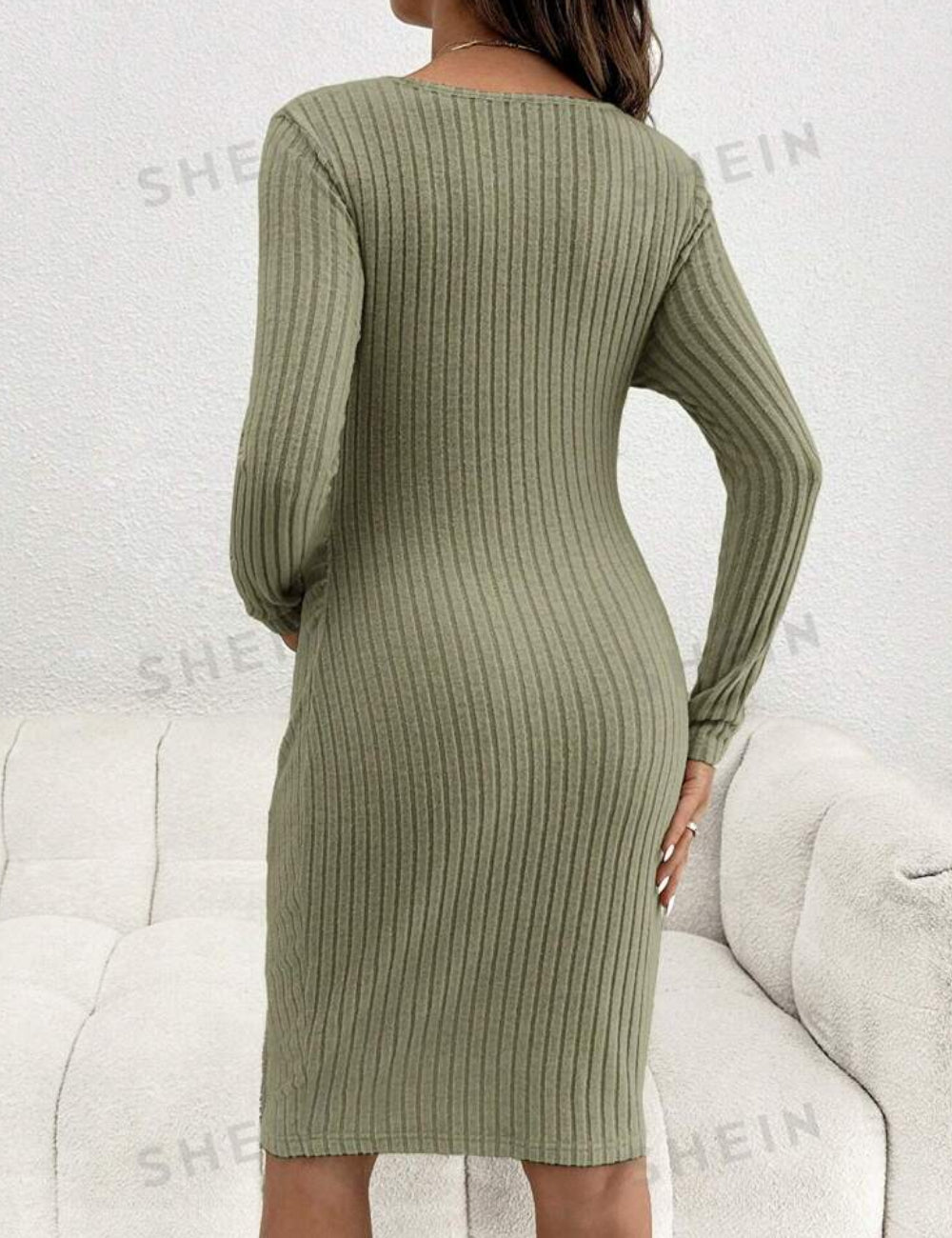 Shein zöld midiruha