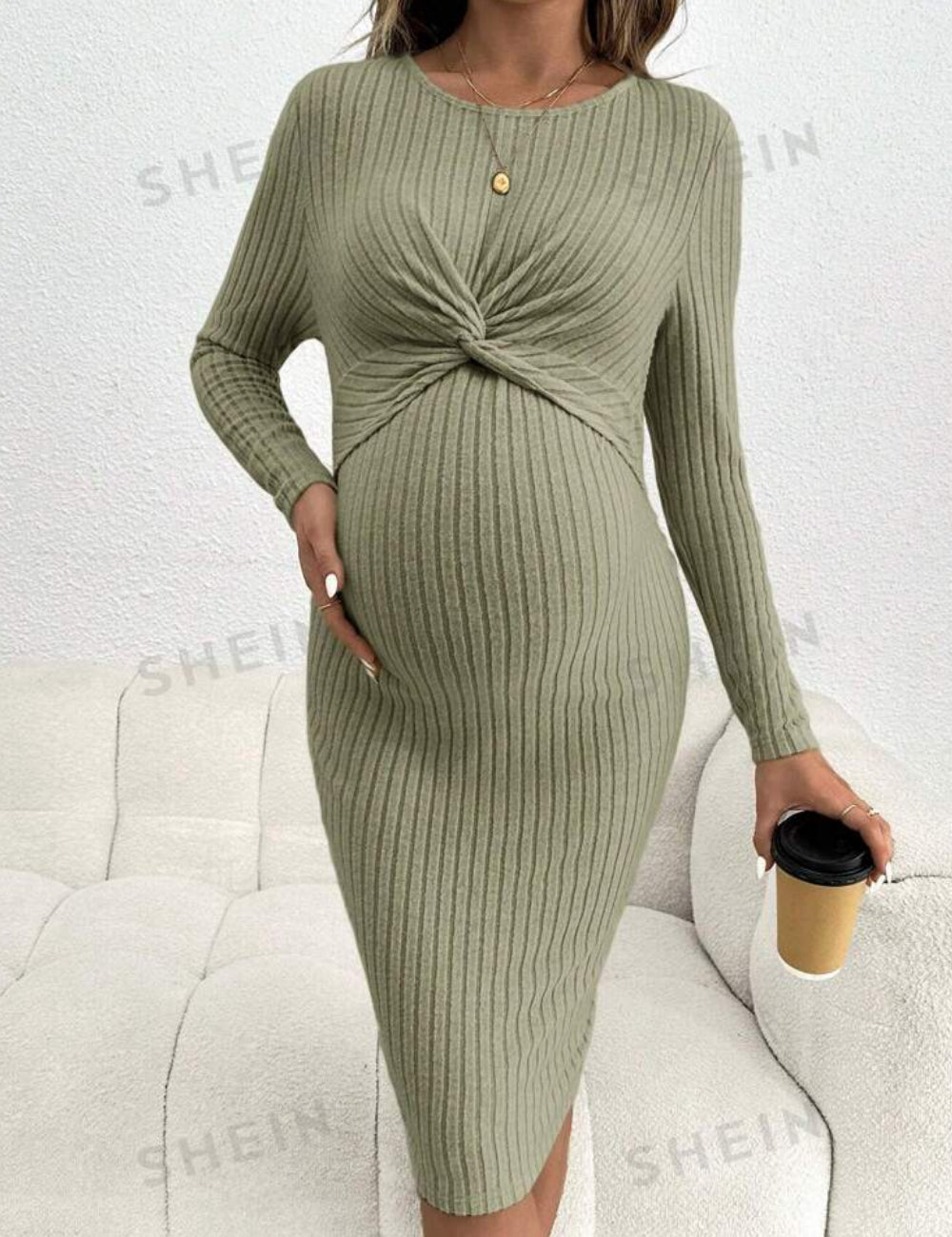 Shein zöld midiruha