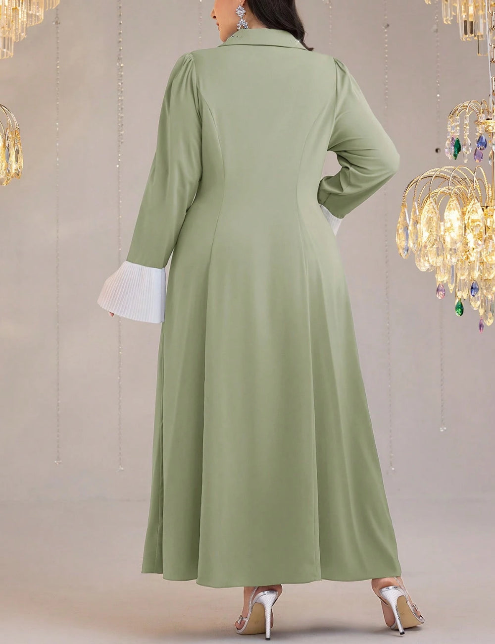 Shein Curve+ midiruha, zöld