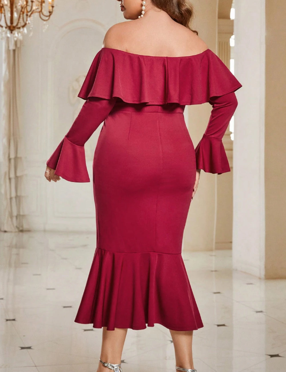 Shein Curve+ midiruha, zöld