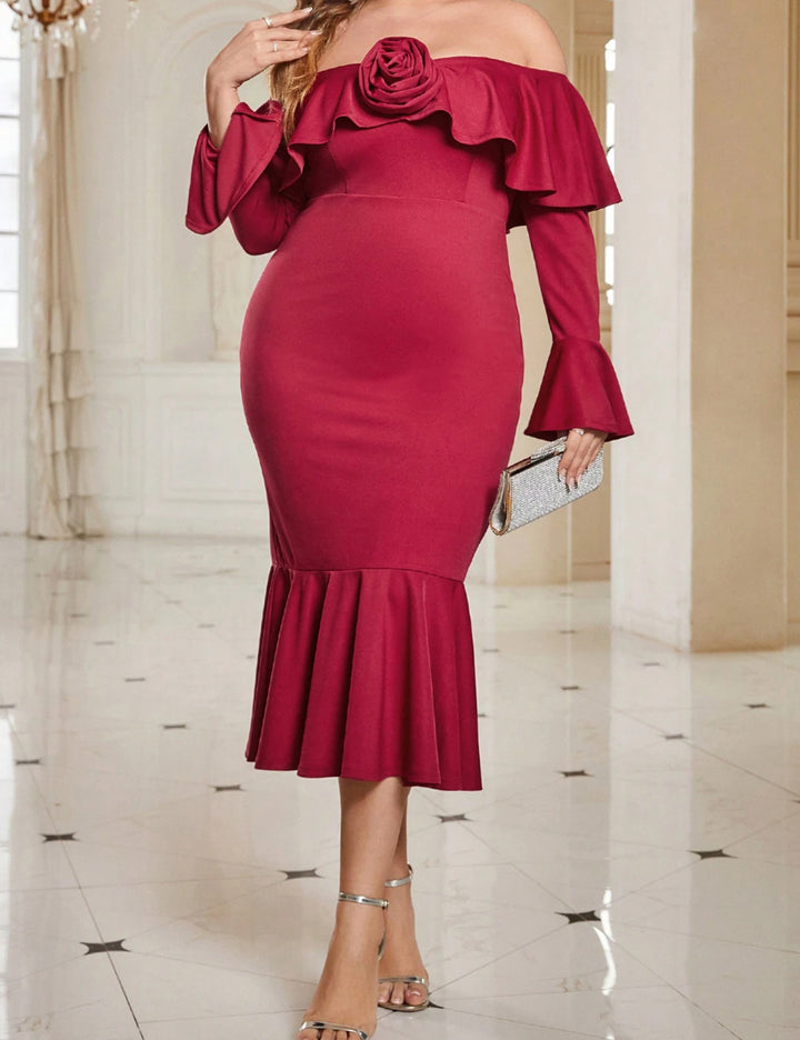 Shein Curve+ midiruha, zöld