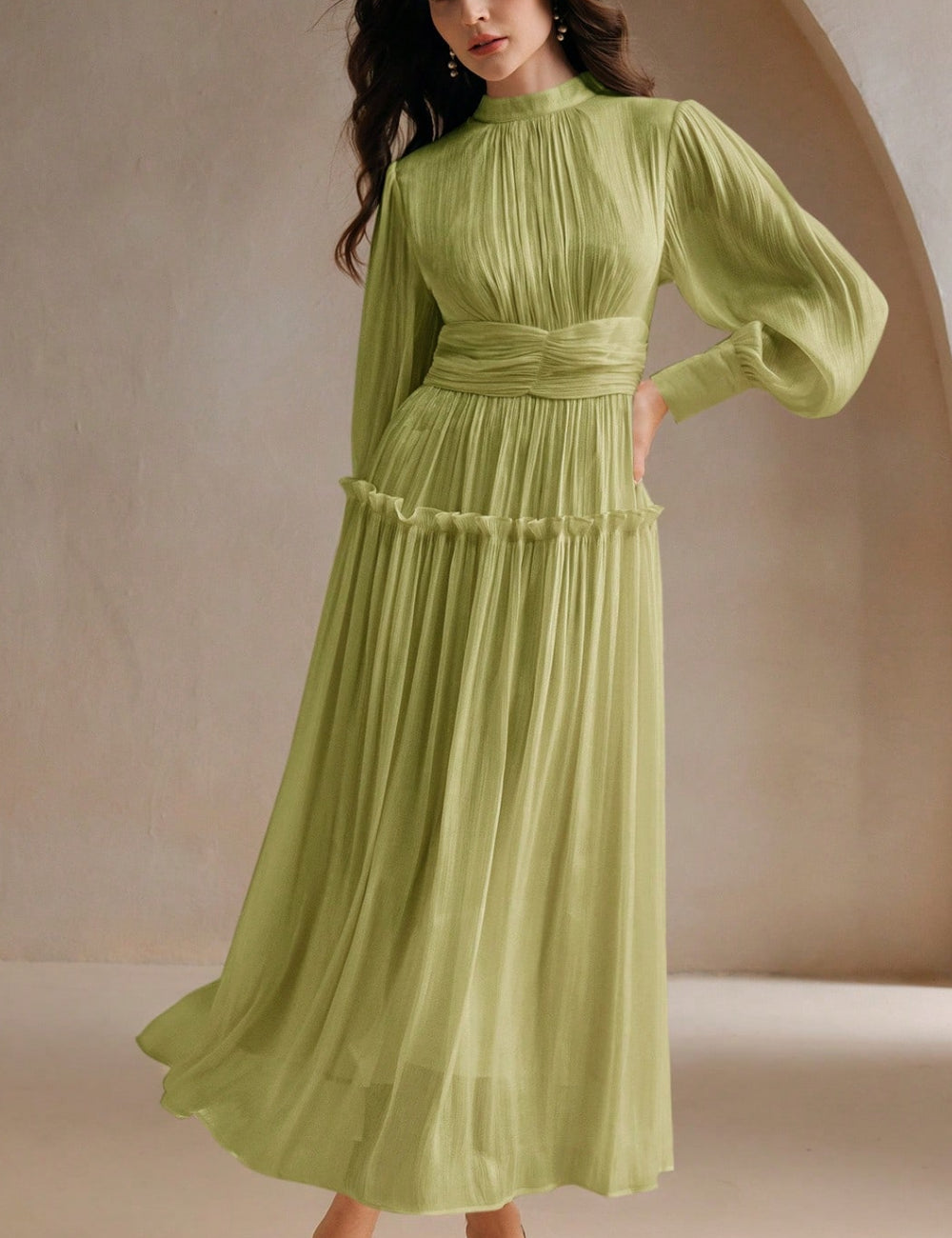 Shein Anewsta midi ruha, zöld