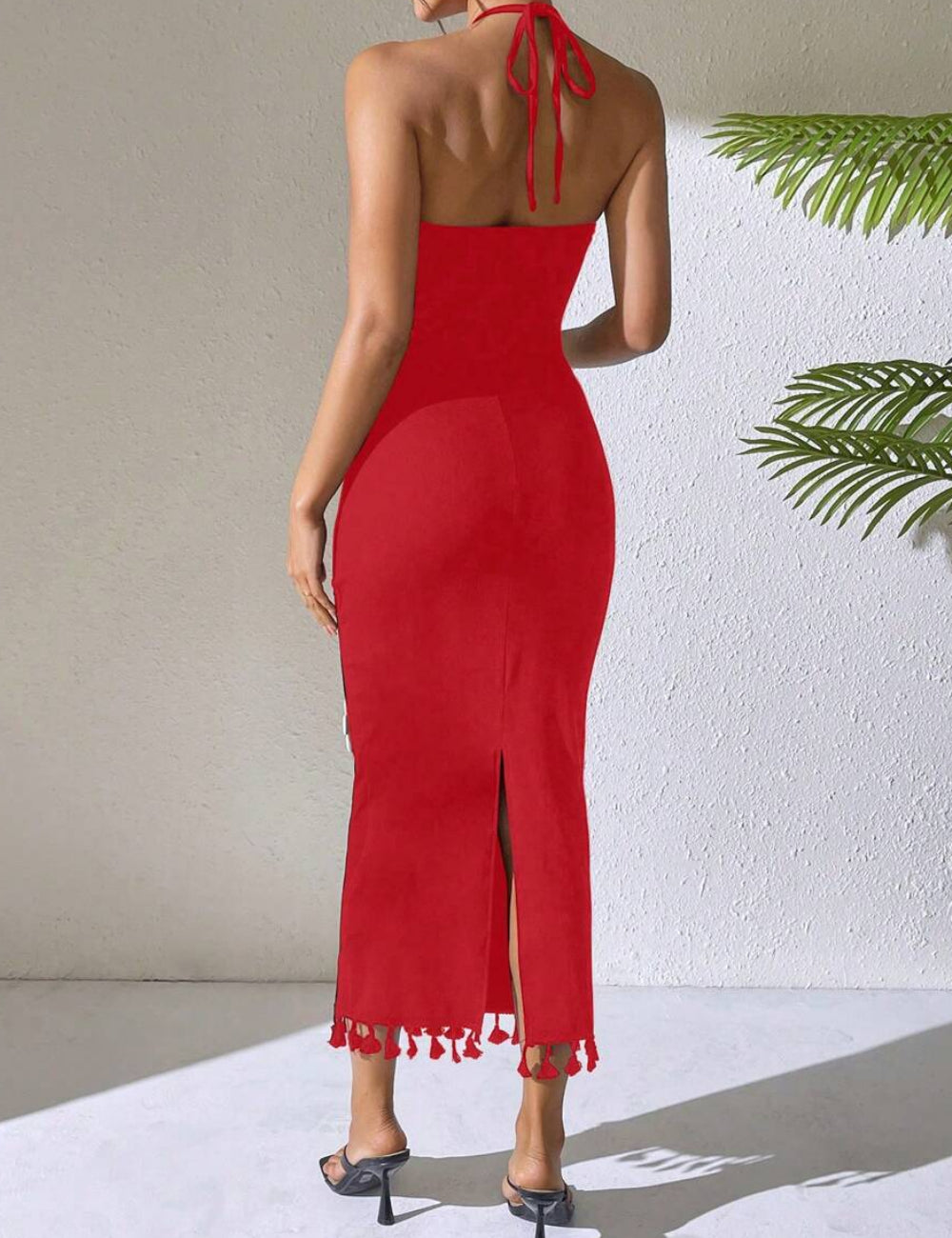 Shein bordó midi ruha