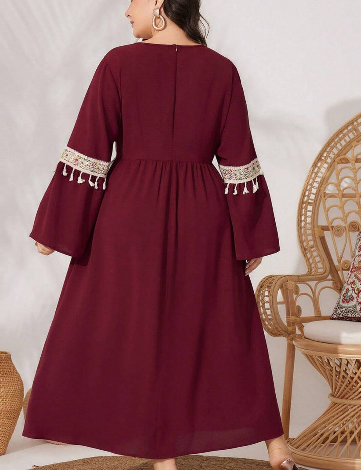 Shein Curve+ midi ruha, bordó