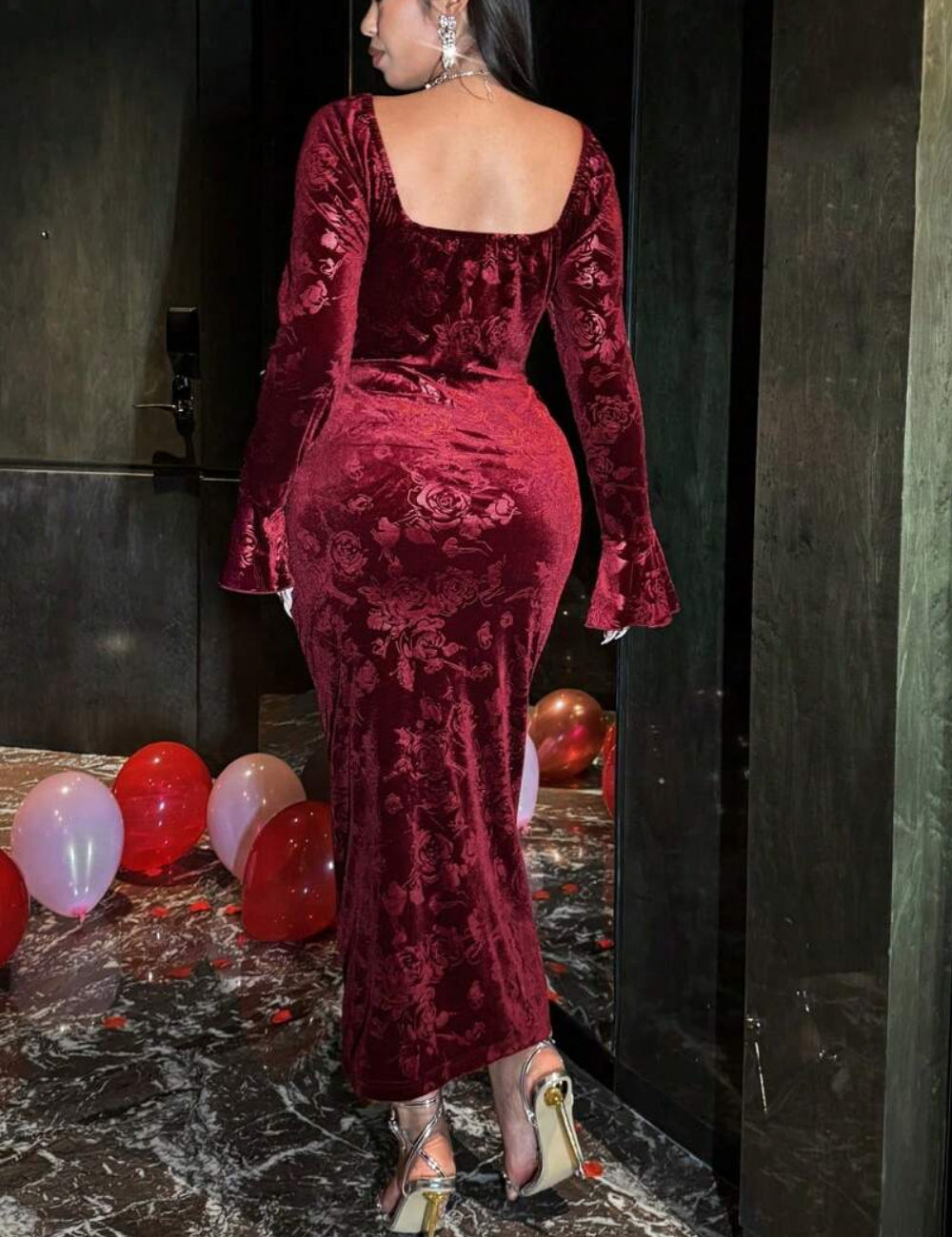 Rochie midi Shein Curve+, vișiniu