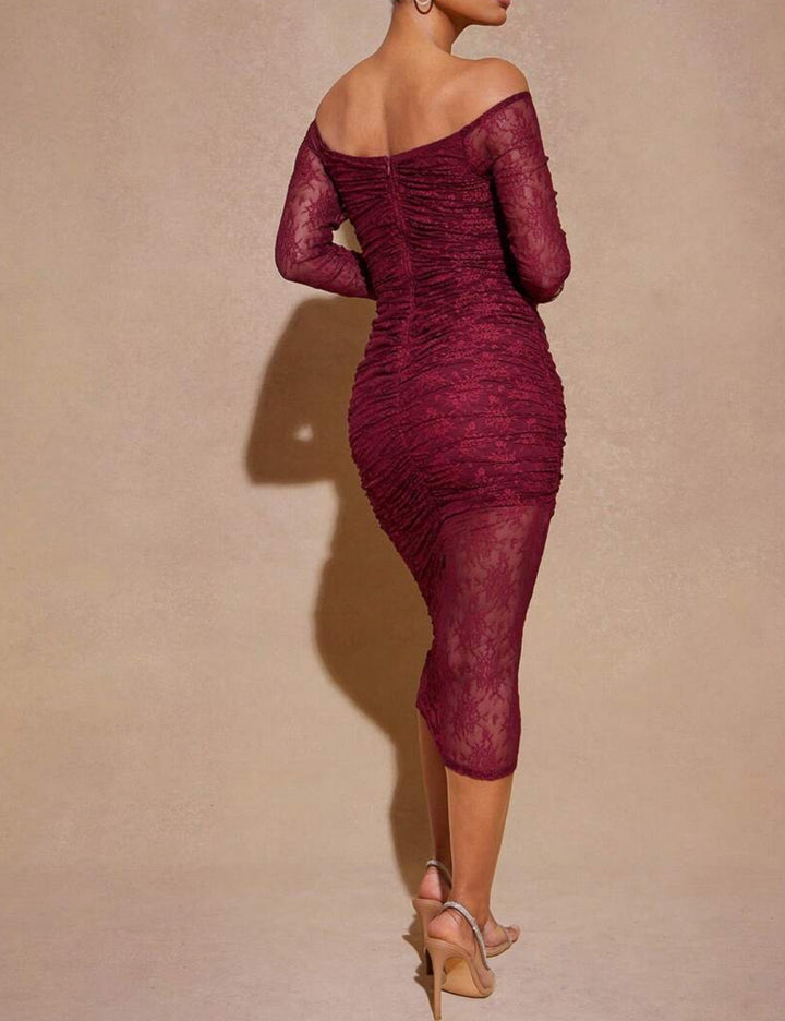 Rochie midi Shein HAUTE, vișiniu