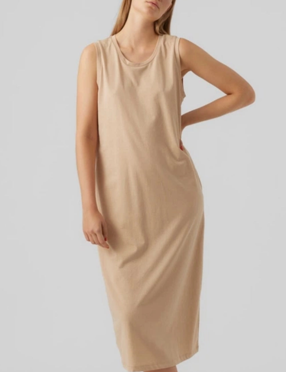 Vero Moda midi ruha, bézs