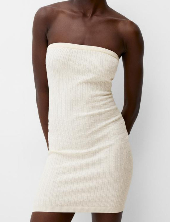 Bershka mini ruha, ekrü