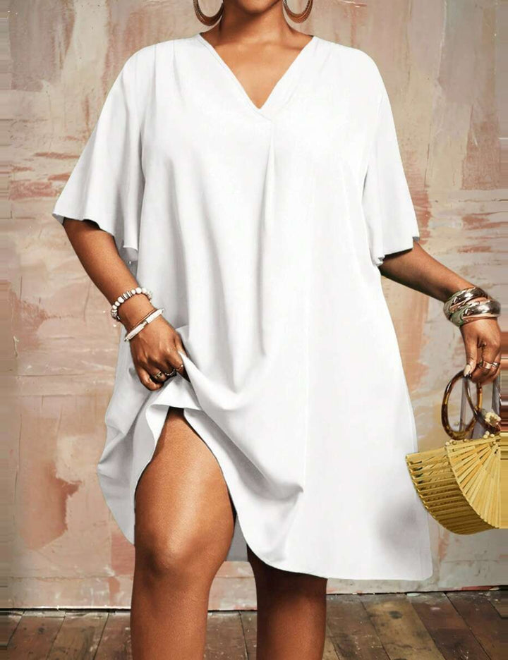 Shein Curve+ mini ruha, fehér