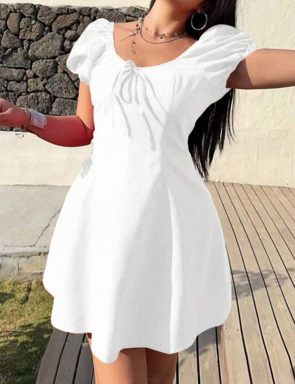 Shein Curve+ miniruha, fehér