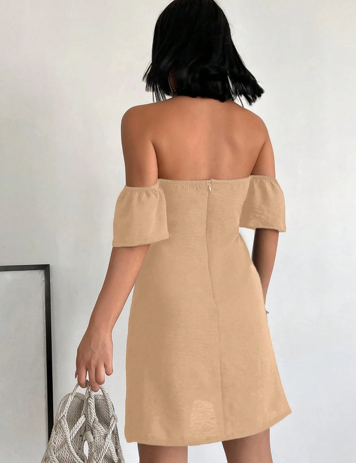 Shein mini ruha, bézs