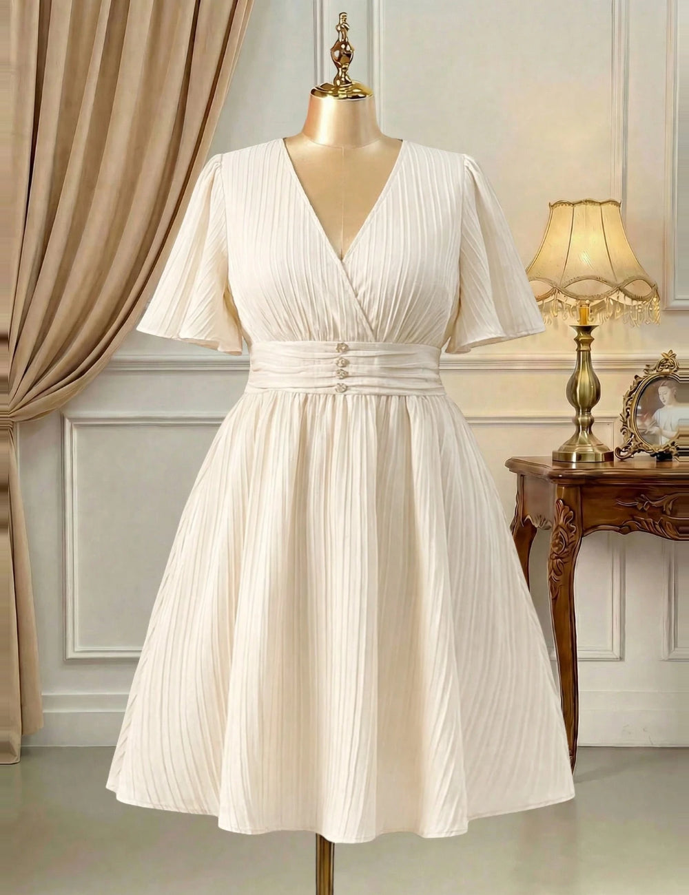 Shein Curve+ miniruha, bézs