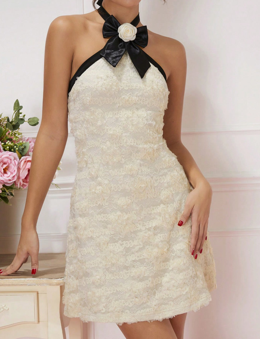 Shein mini ruha, ekrü