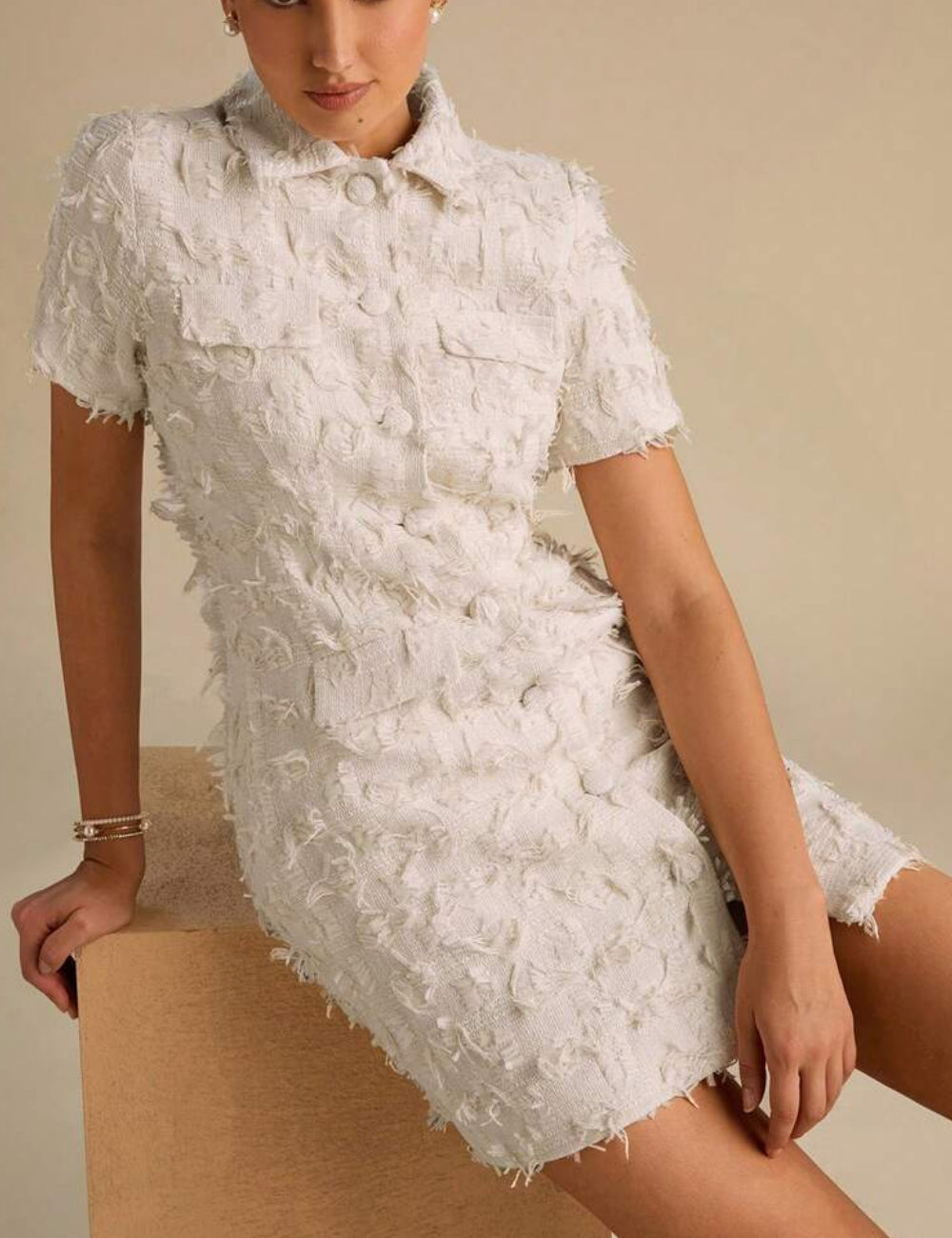 Shein mini ruha, krém