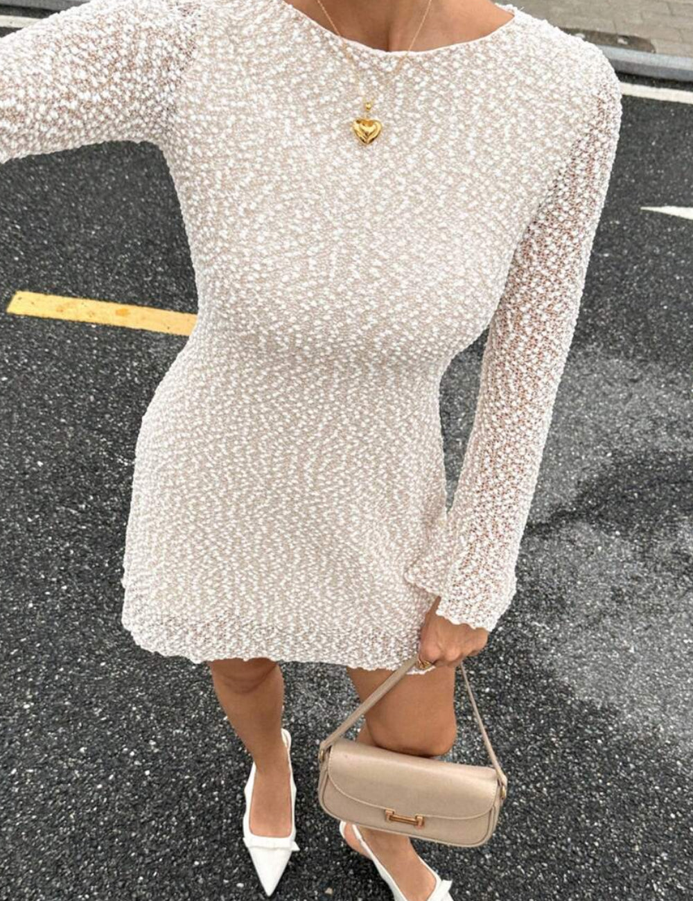 Shein mini ruha, krém