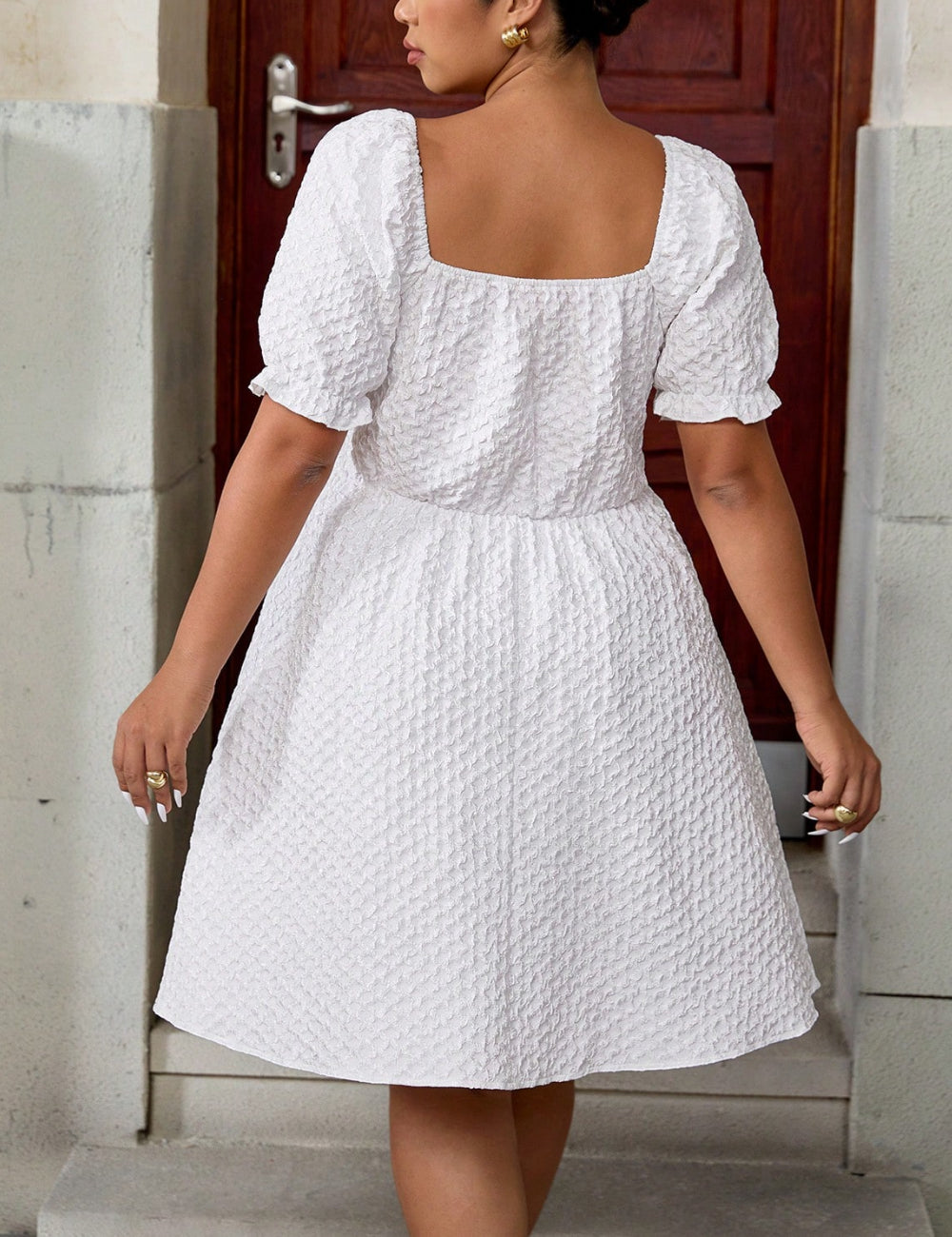 Shein Curve+ miniruha, fehér