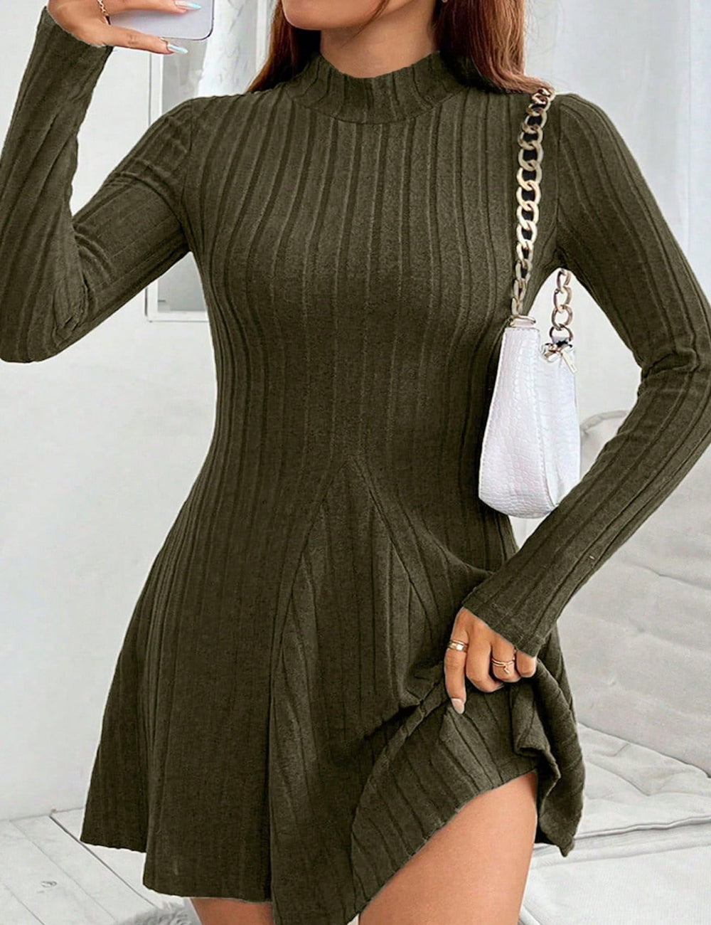 Shein mini ruha, khaki