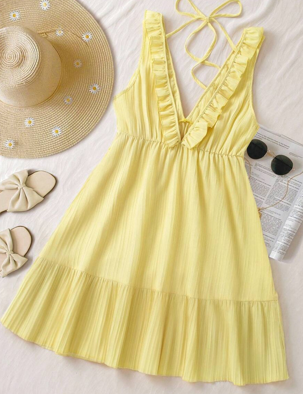 Shein Curve+ miniruha, sárga