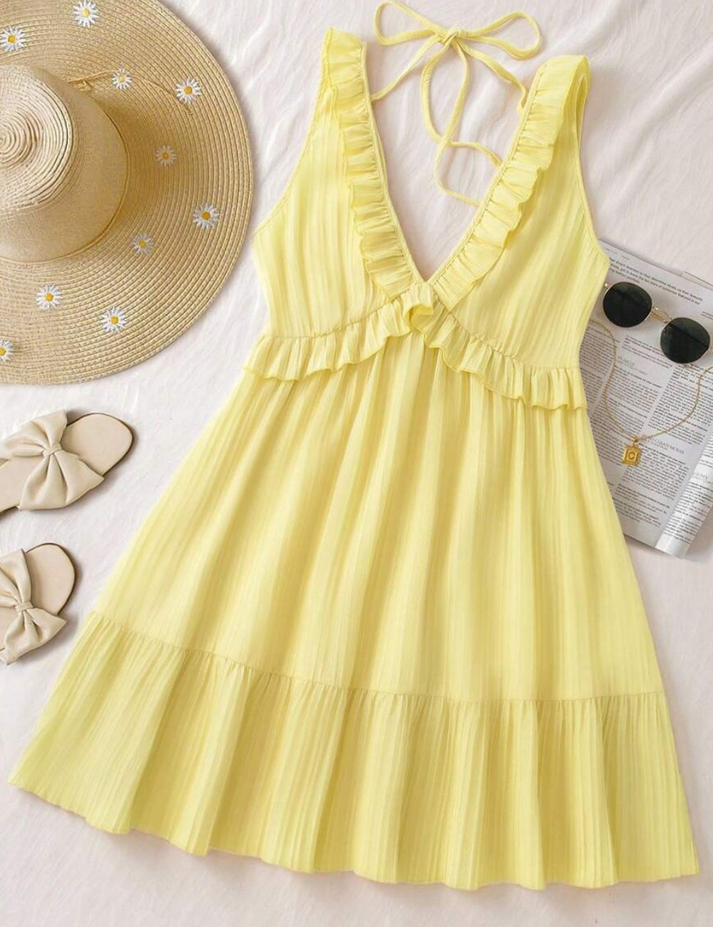 Shein Curve+ miniruha, sárga
