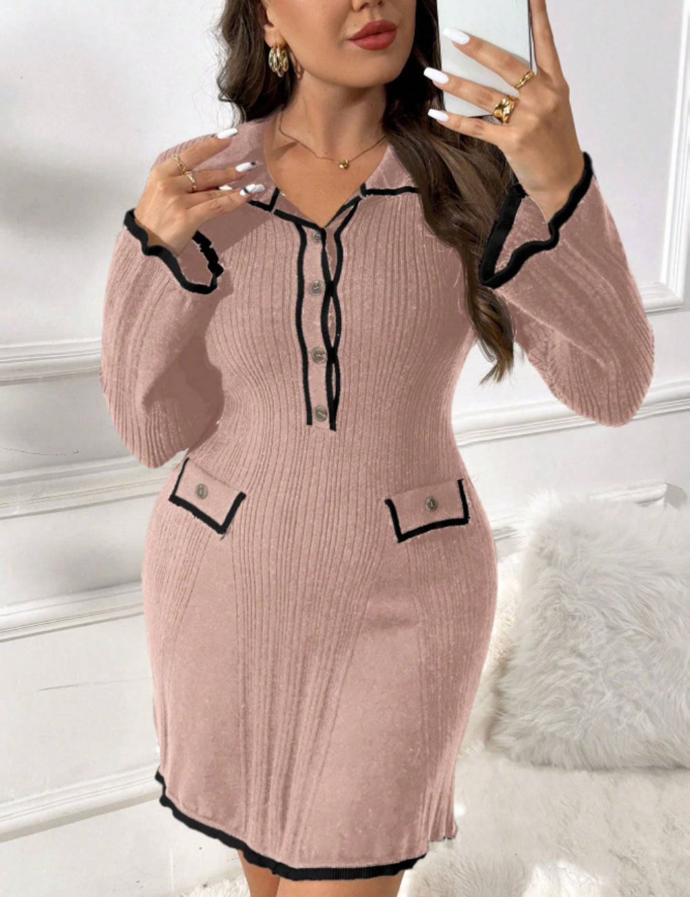 Shein Curve+ miniruha, szürke