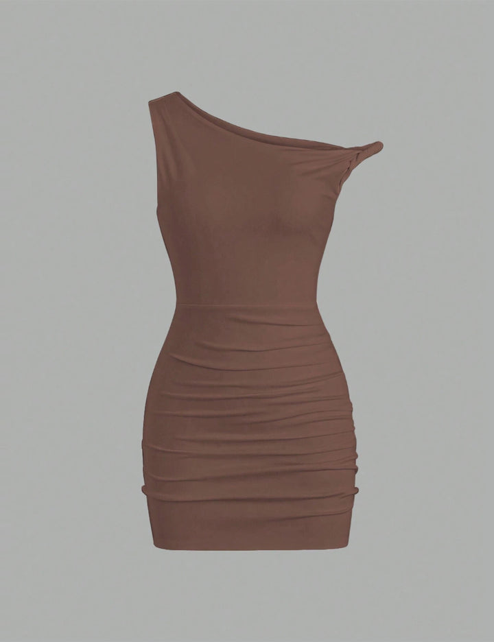 Shein mini ruha, barna