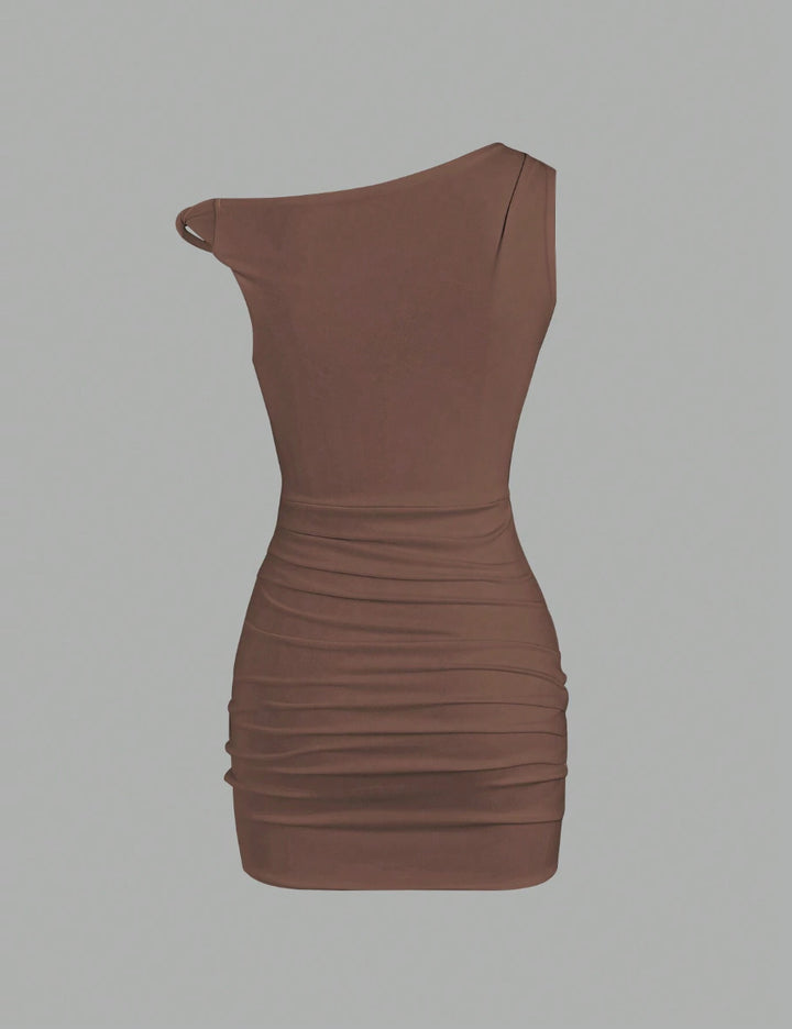 Shein mini ruha, barna