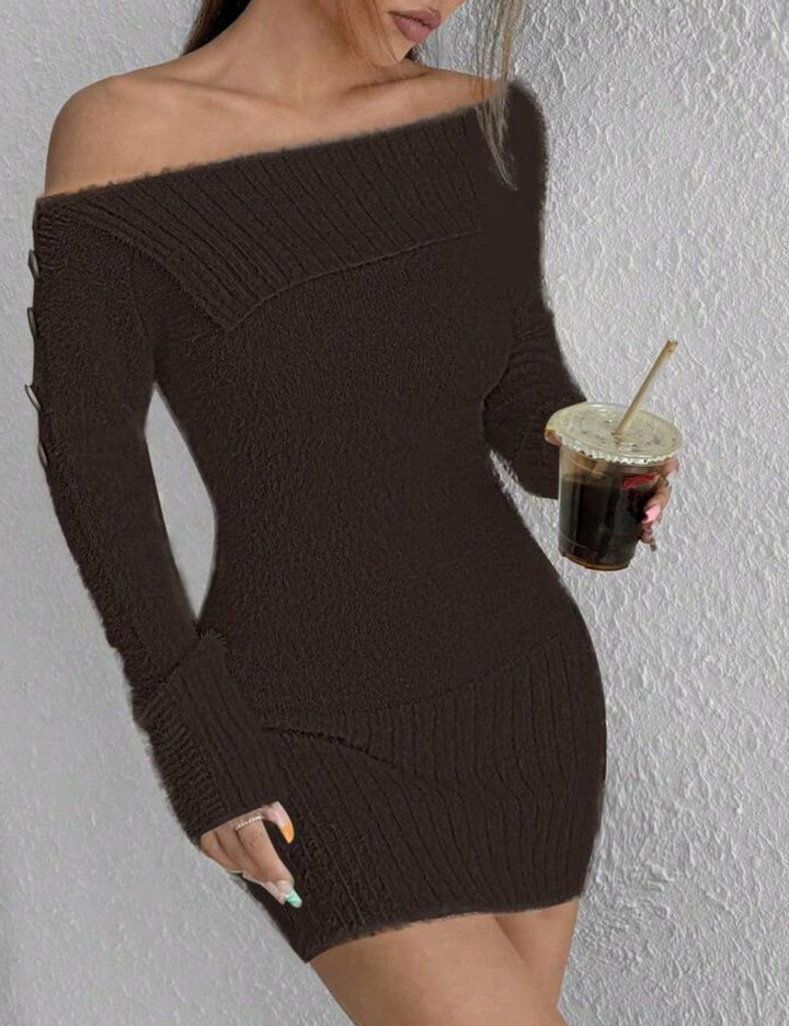 Shein mini ruha, barna
