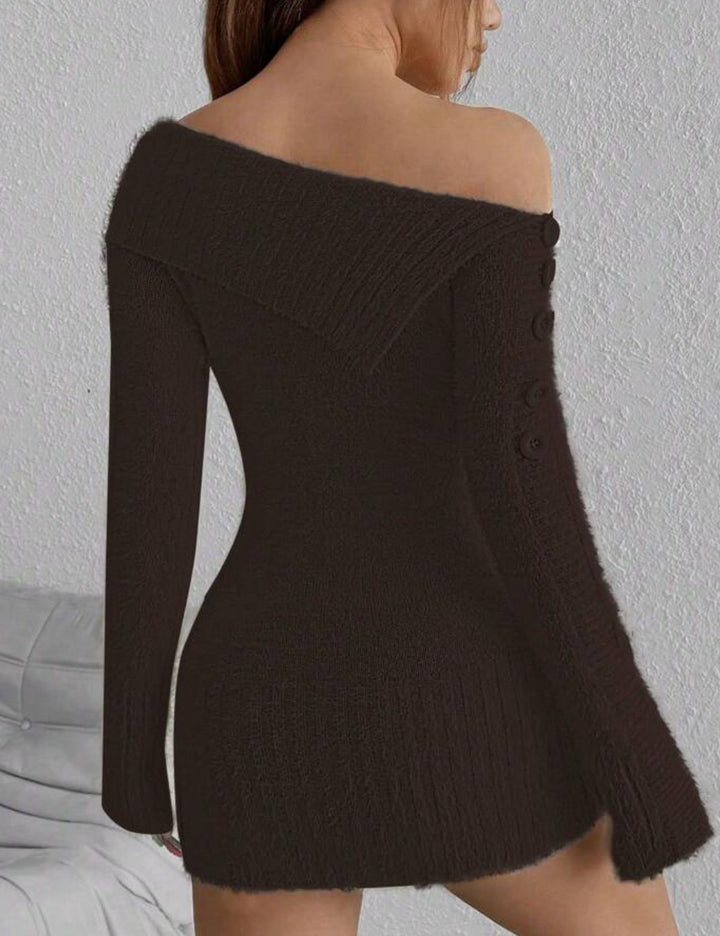 Shein mini ruha, barna