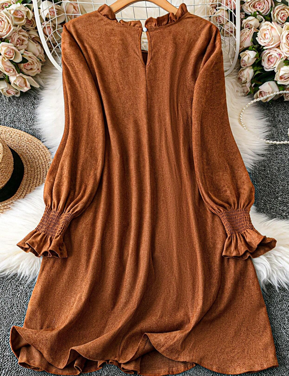 Shein Curve+ miniruha, barna