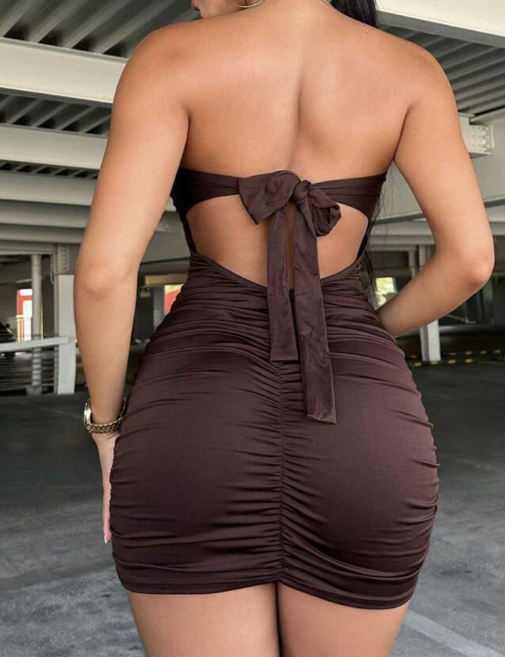 Shein mini ruha, barna