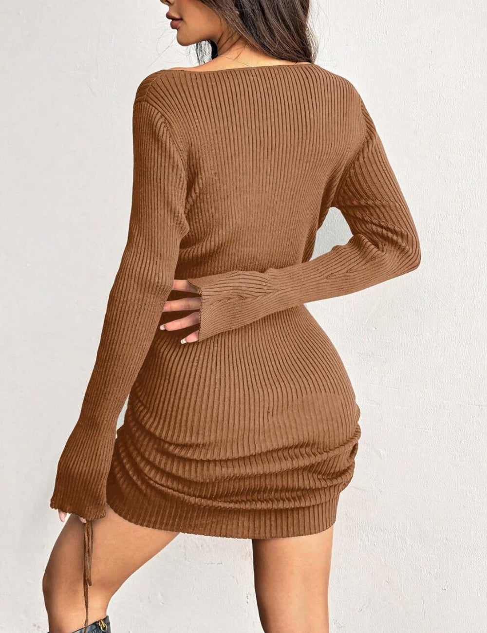Shein mini ruha, barna