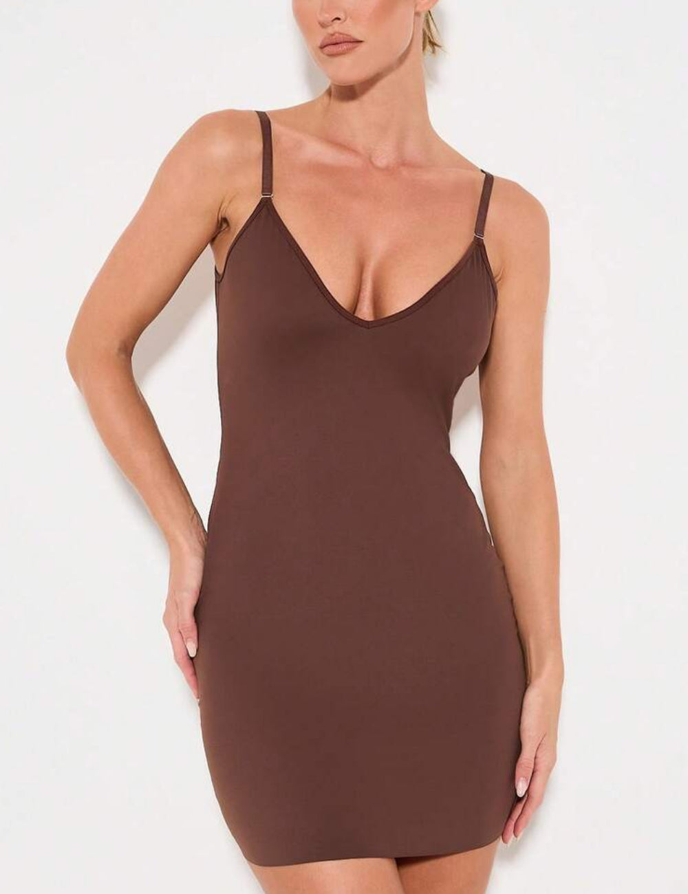 Shein mini ruha, barna