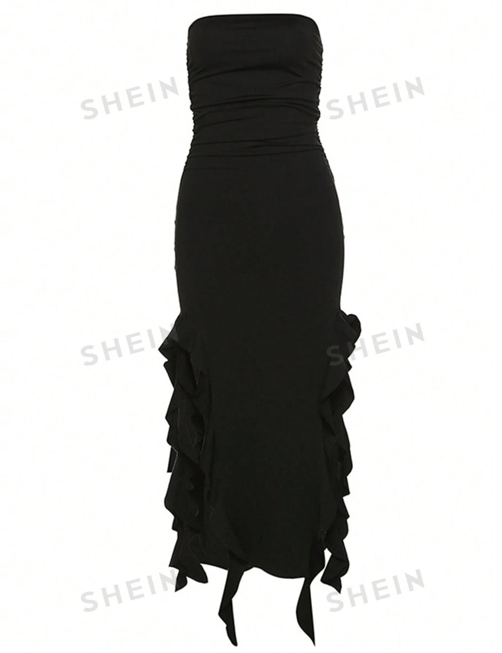 SHEIN midi ruha, fekete