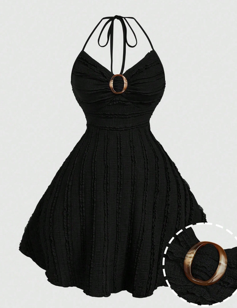 Shein Curve+ miniruha, fekete
