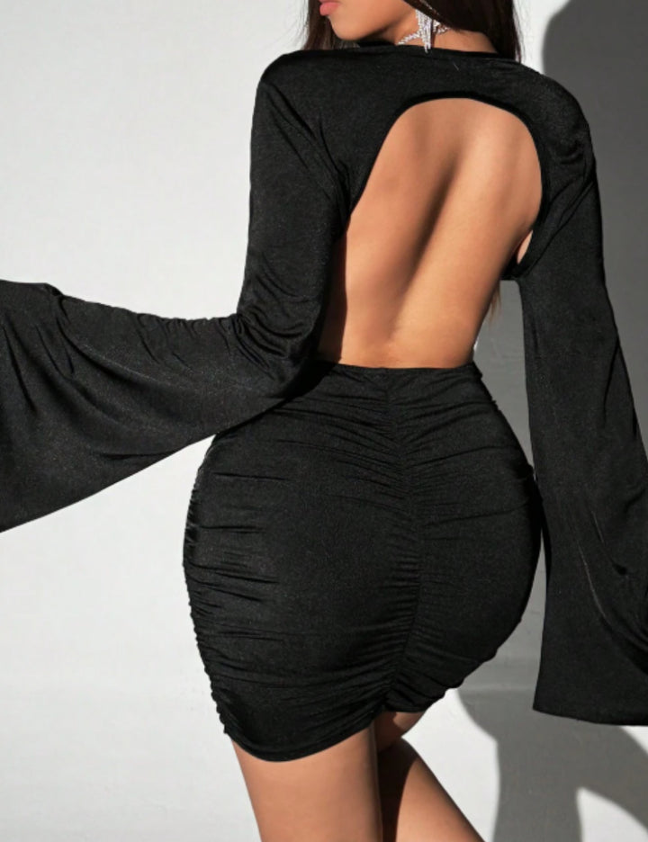 Shein Curve+ mini ruha, fekete