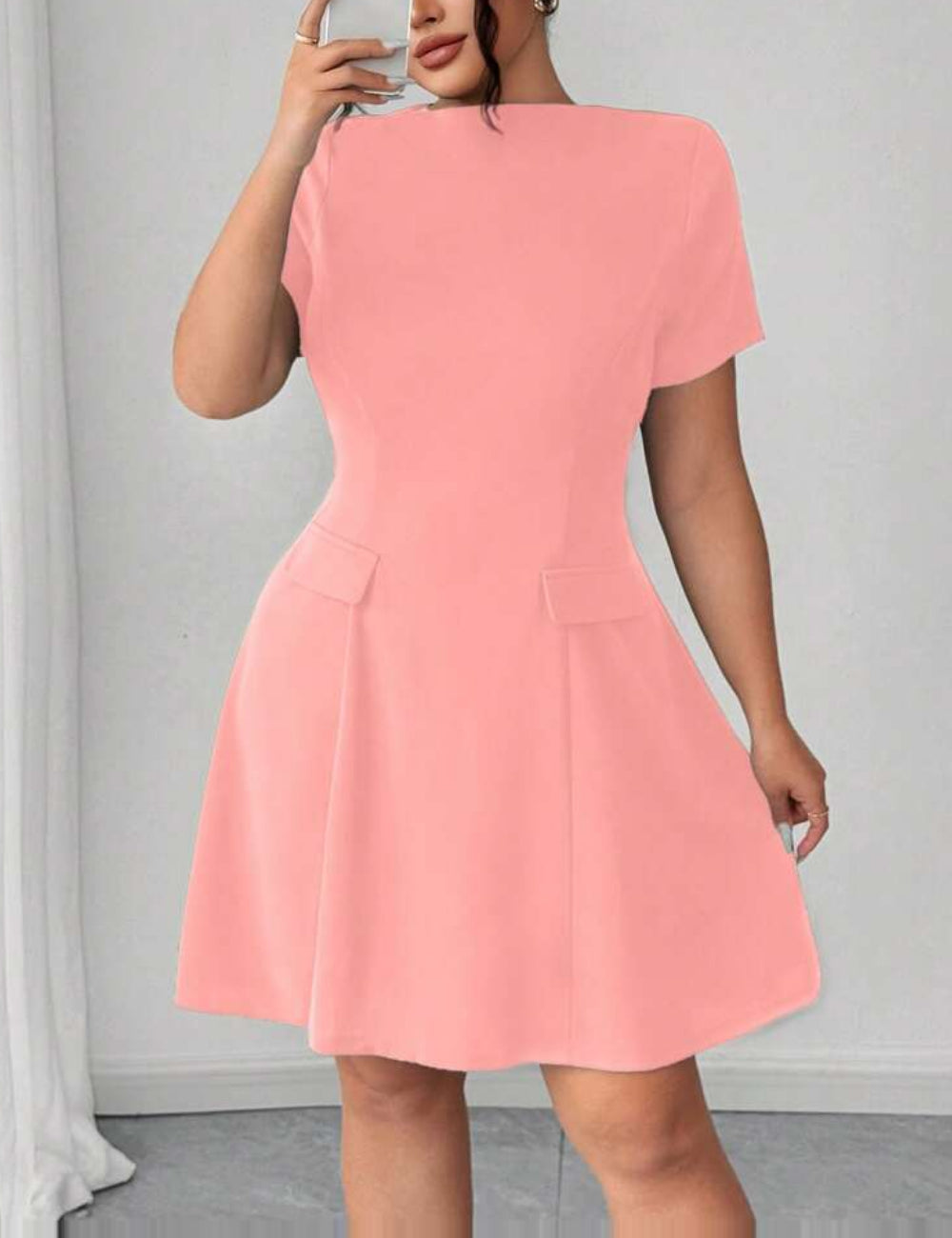 Shein Curve+ miniruha, rózsaszín
