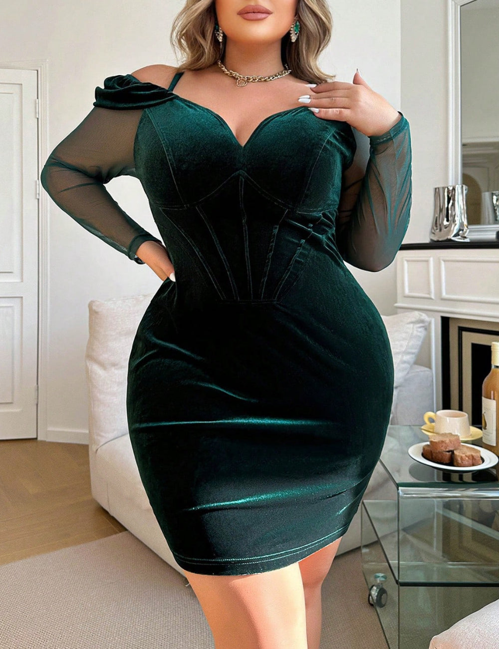 Shein Curve+ miniruha, zöld