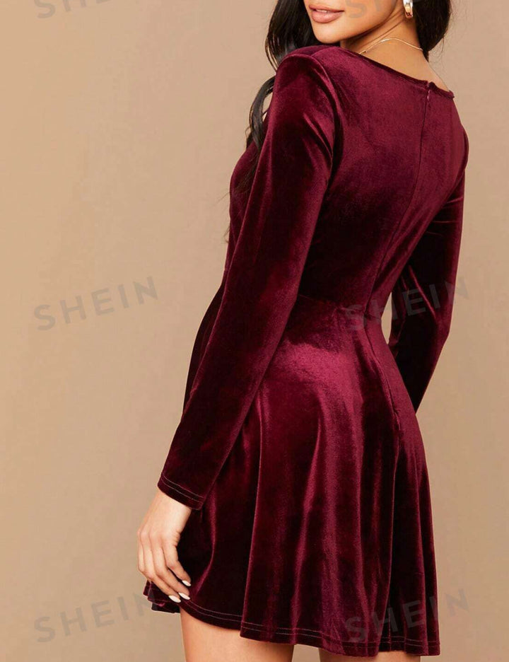 Shein mini ruha, bordó