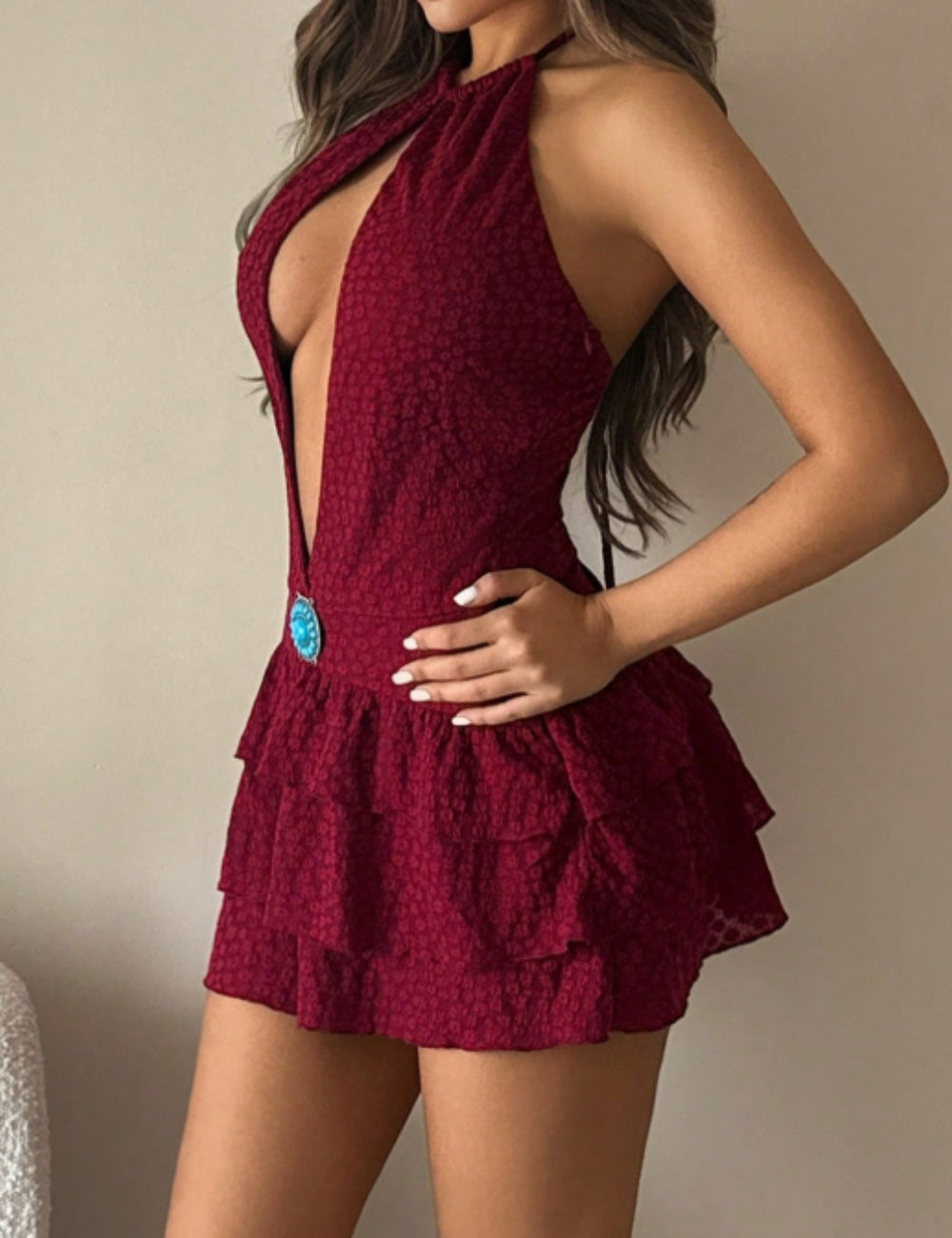 Shein miniruha, bordó