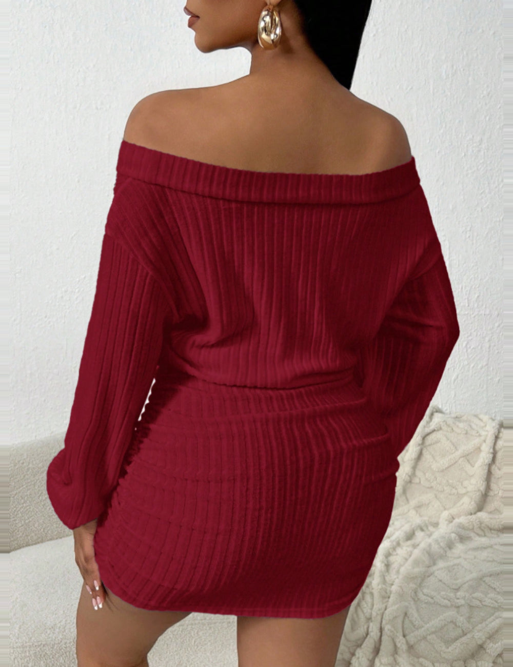 Shein Curve+ miniruha, bordó