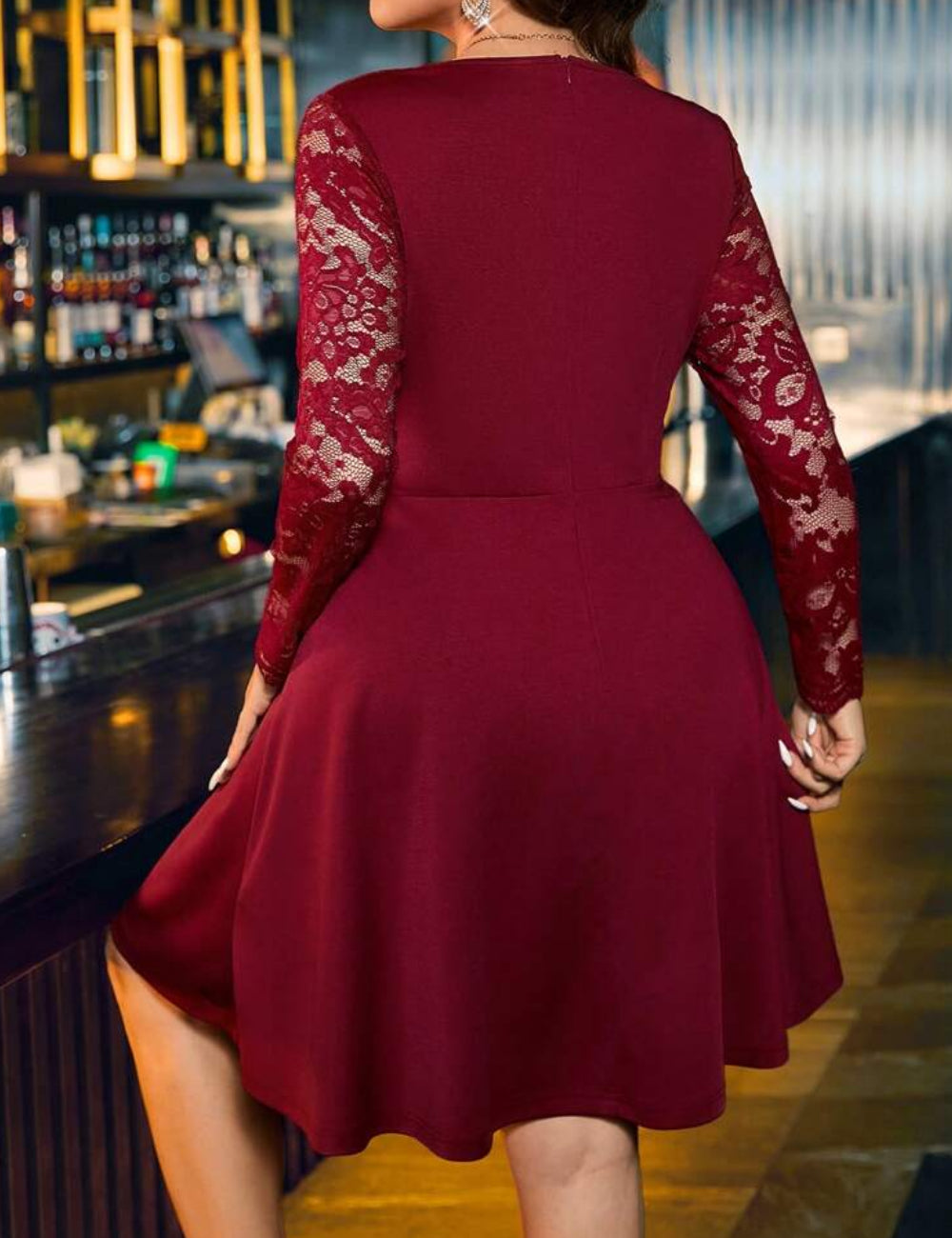 Shein Curve+ miniruha, bordó