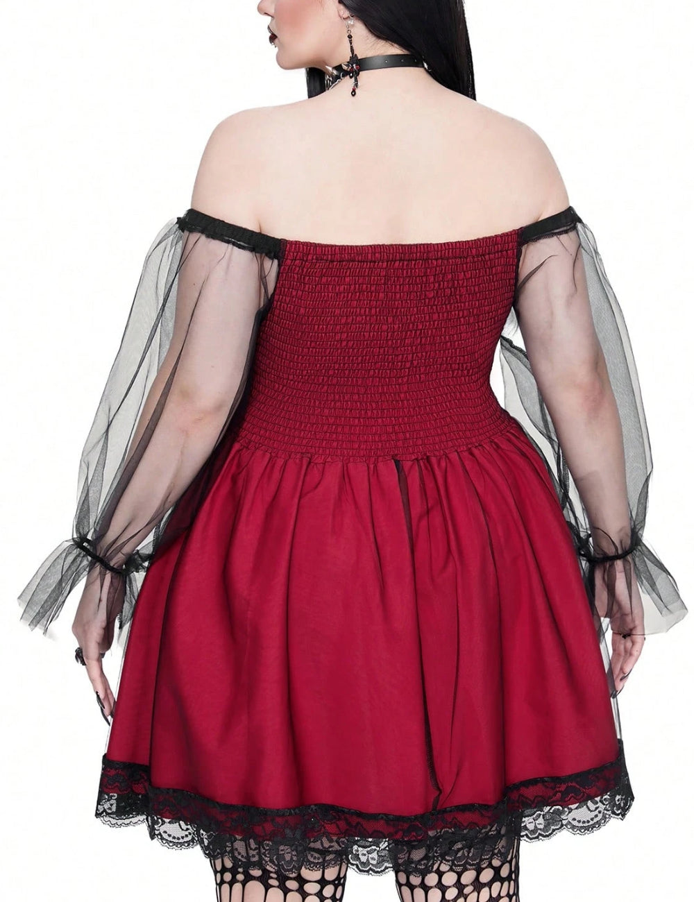 Shein Curve+ miniruha, bordó