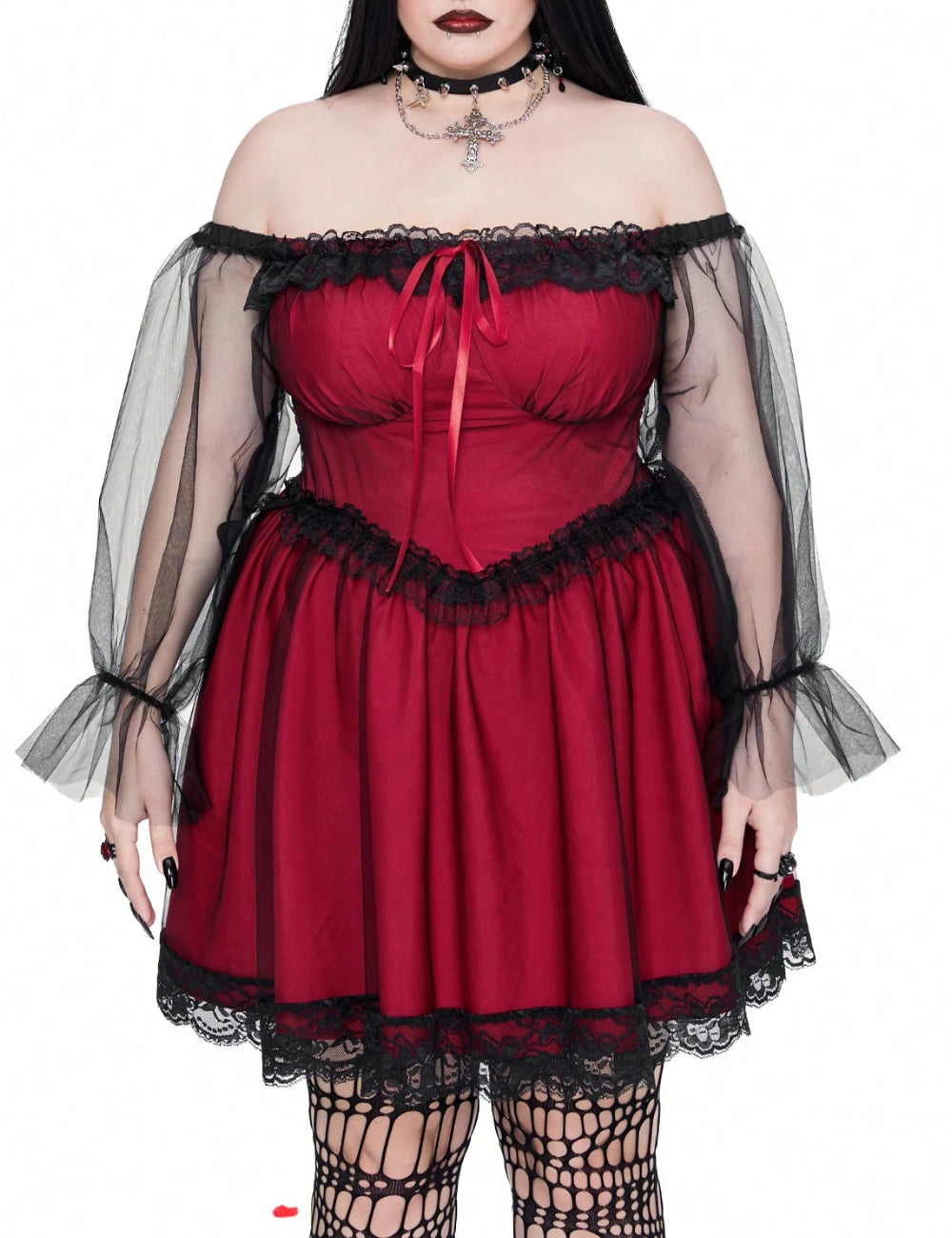 Shein Curve+ miniruha, bordó