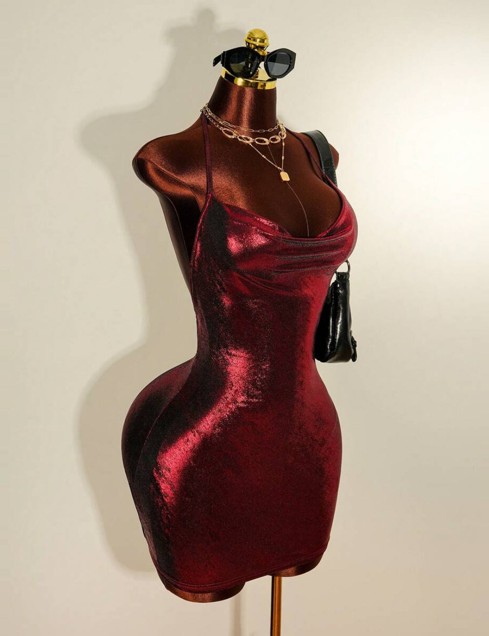 Shein mini ruha, bordó