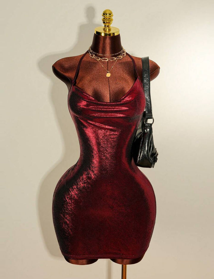 Shein mini ruha, bordó