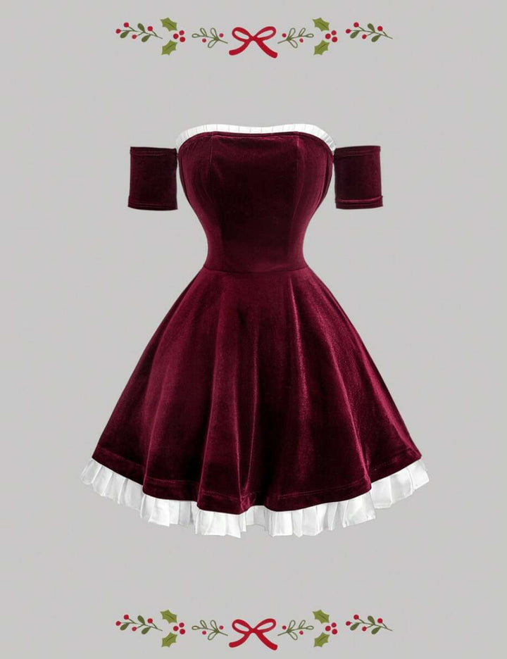 Shein mini ruha, bordó
