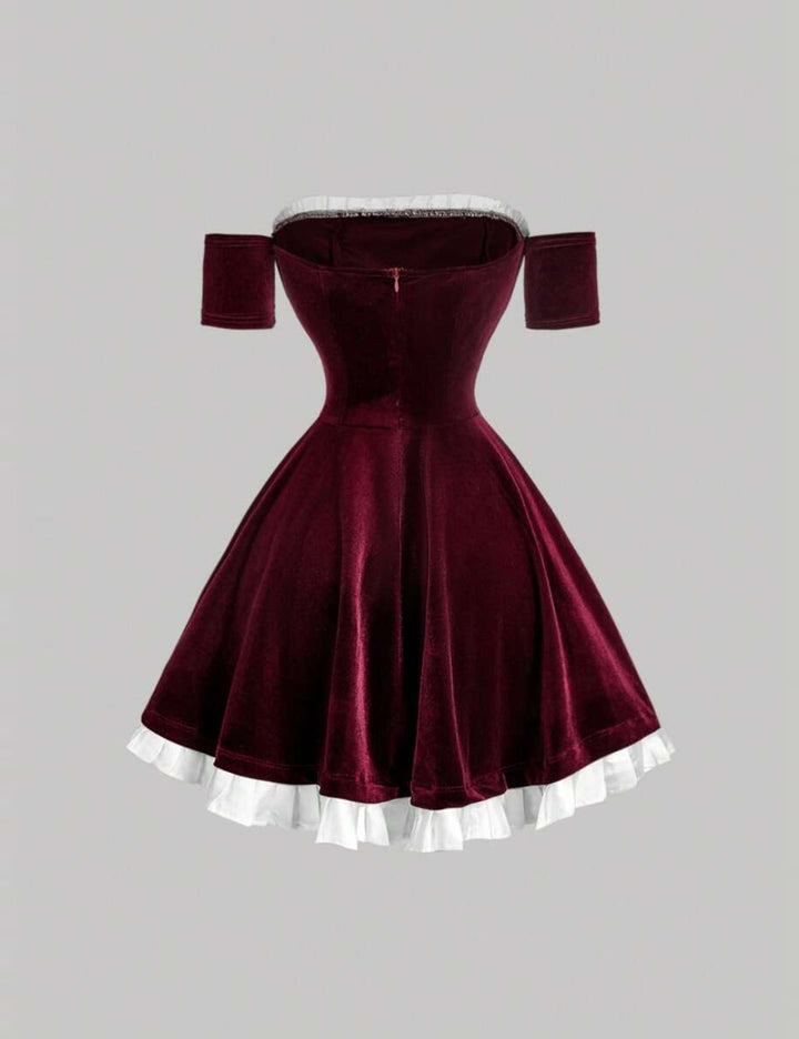 Shein mini ruha, bordó